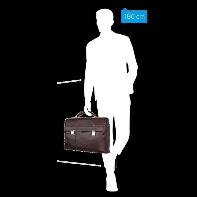 Хоризонтална, бизнес чанта Piquadro Vibe с две отделения, тъмно кафяв цвят